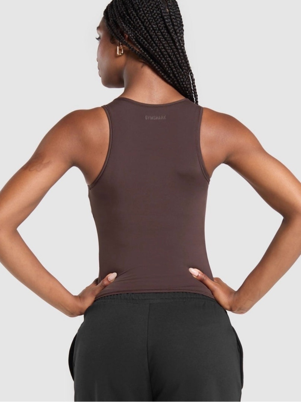 Gymshark Brown Snap-Front Sleeveless Crop Top - Picture 2 of 7